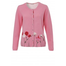 Strickjacke mit Rosen-Motiv /