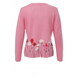 Strickjacke mit Rosen-Motiv /