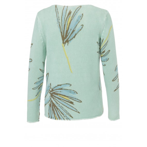 Baumwoll-Strickjacke mit Blumen-Motiv /