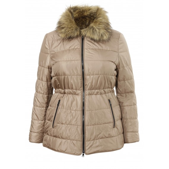 Steppjacke mit abnehmbarem Kunstpelz /