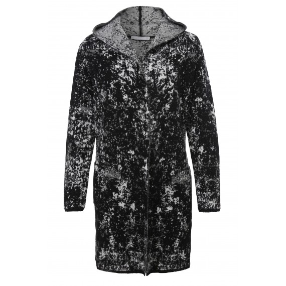 Lange Strickjacke mit Jacquard-Muster /