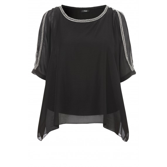 2-in-1-Shirt mit Pailletten und Perlen /
