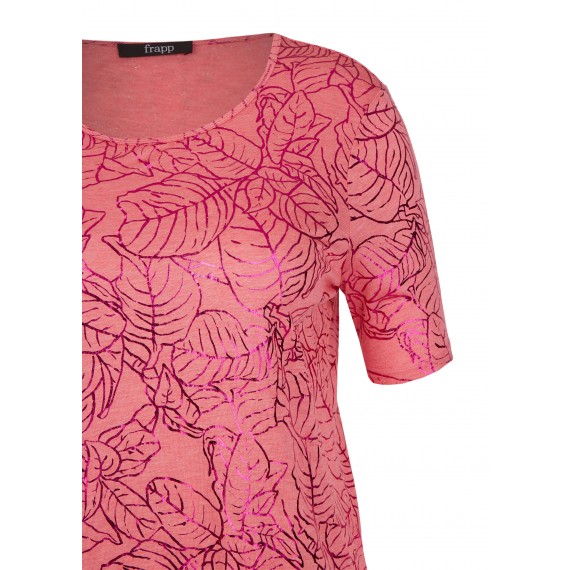 Schimmerndes T-Shirt mit floralem Foliendruck /