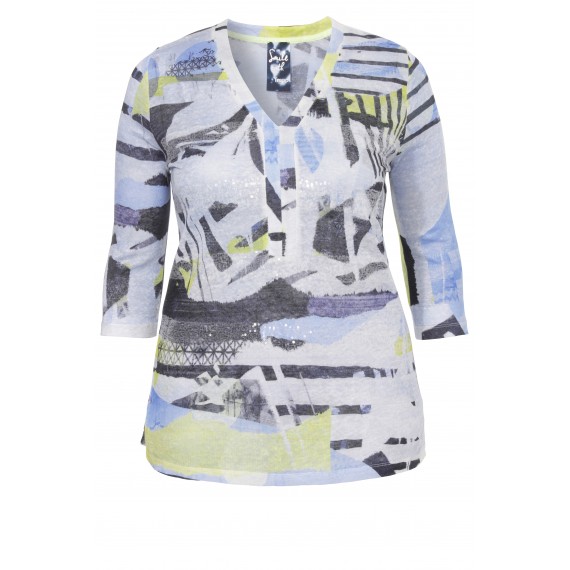 frapp Zartes Leinen-Long-Shirt "Blue Spirit" /