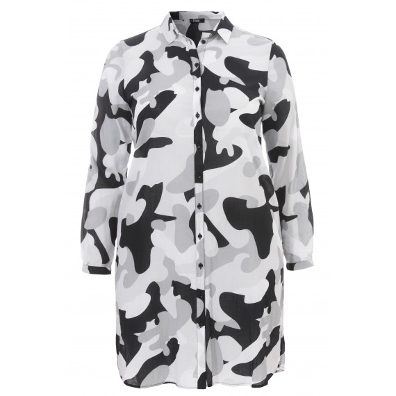 Luftiges Blusen-Kleid mit Camouflage-Muster /