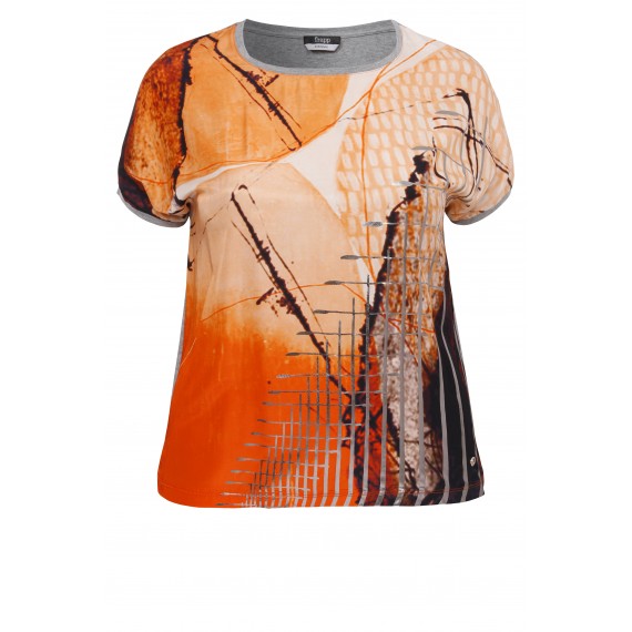 Modisches T-Shirt im Materialmix /