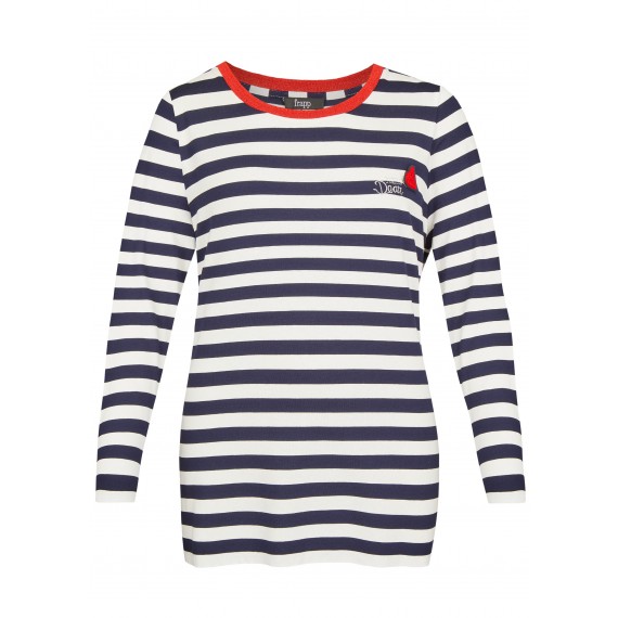 Modernes Ringel-Shirt mit Kontrastkragen /
