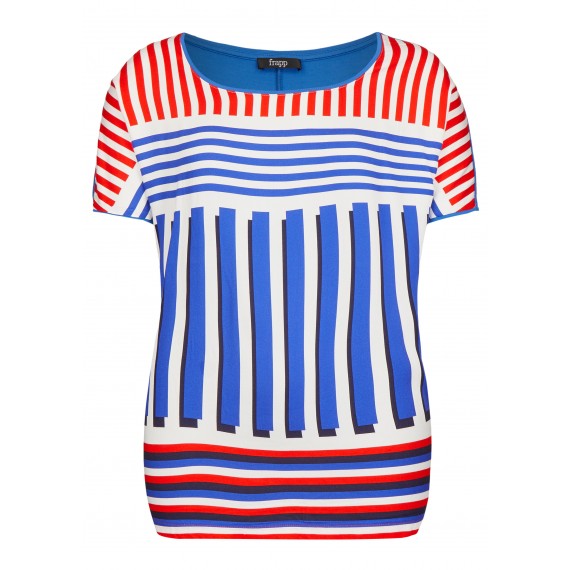 Auffälliges T-Shirt mit Materialmix /