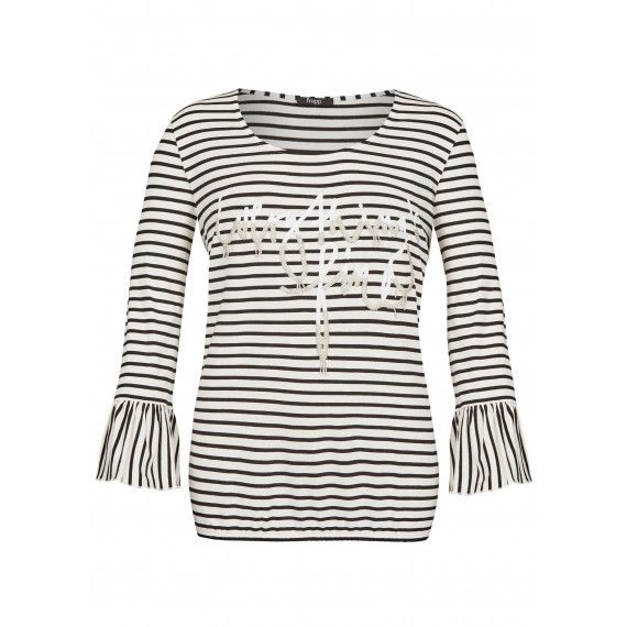 Romantisches Ringel-Shirt mit Schriftzug aus Perlen /