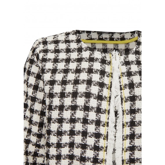 Extravagante Jacke mit kariertem Bouclé-Strick /