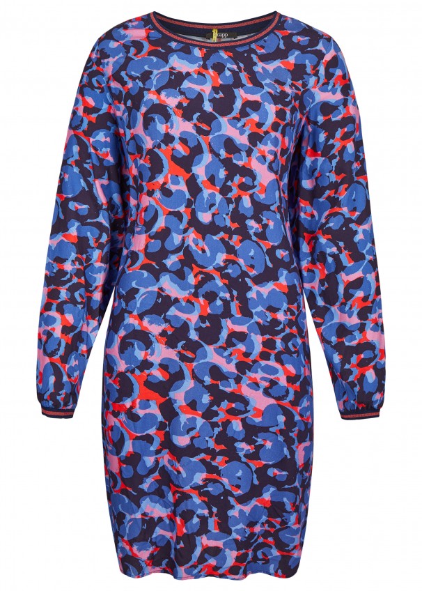 Zartes Kleid mit Eingriffstaschen navy multicolor Frontansicht
