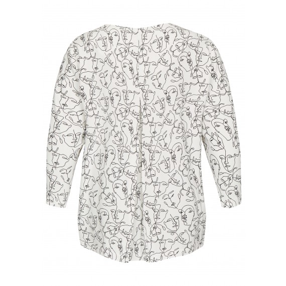 Luftige Bluse mit abstrahierten Gesichtern /
