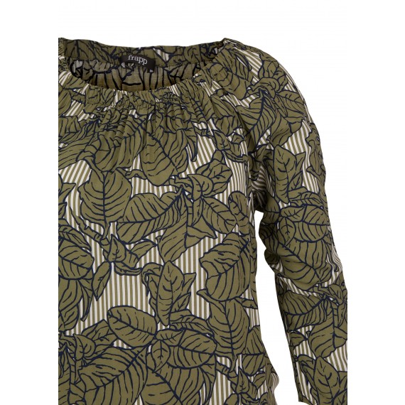 Romantische Carmen-Bluse mit Muster-Mix /