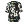 Florales T-Shirt mit geschlitzten Ärmeln /