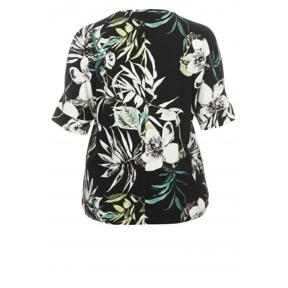 Florales T-Shirt mit geschlitzten Ärmeln /