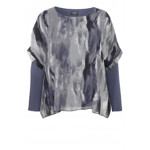 2-in-1 Jerseyshirt mit Chiffon-Tunika /