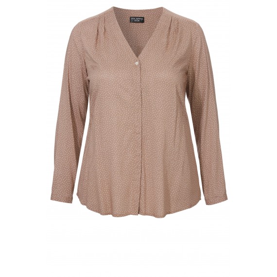 Langärmlige V-Bluse mit Punktemuster /