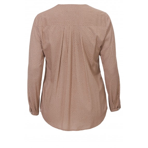 Langärmlige V-Bluse mit Punktemuster /