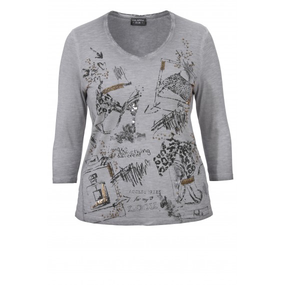 Fashion-Shirt mit Strass und Perlen /