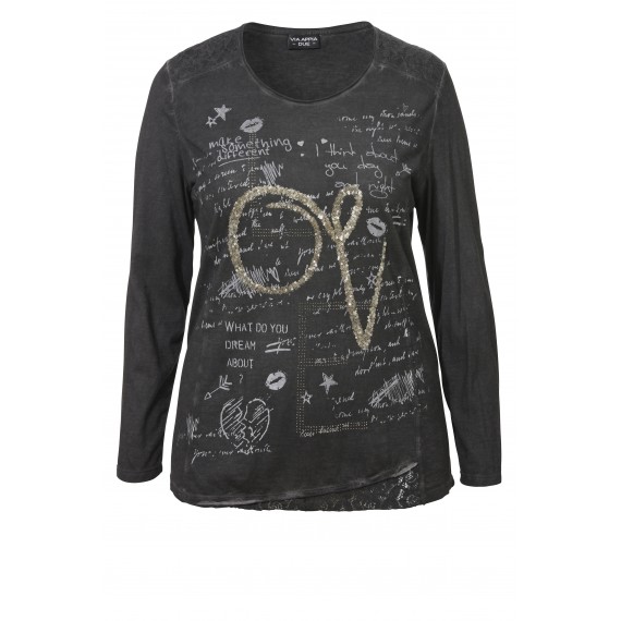 Vintage-Shirt mit Strass und Spitze /