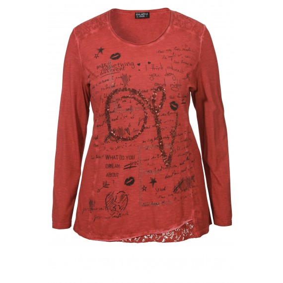 Vintage-Shirt mit Strass und Spitze /