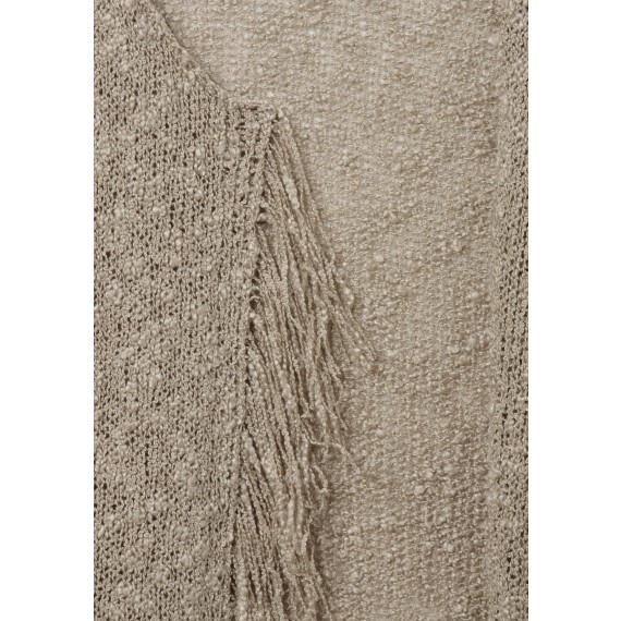 Offene Bouclé-Strickjacke mit Fransen /