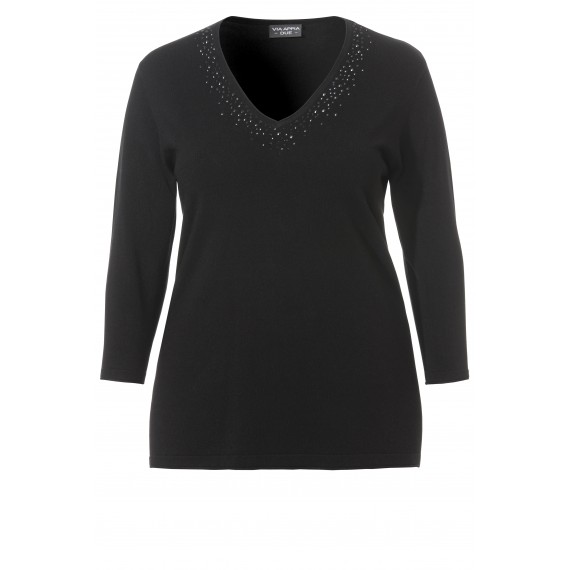 Eleganter Pullover mit Ziersteinchen /