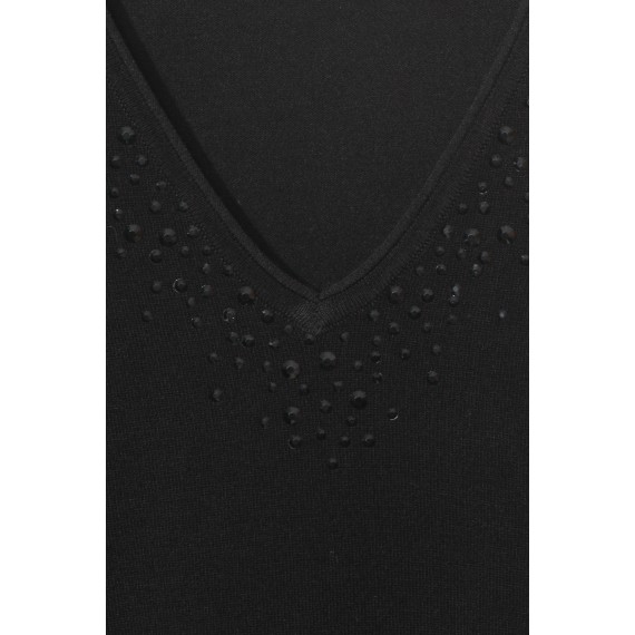 Eleganter Pullover mit Ziersteinchen /