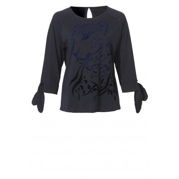 Süßes Blusen-Shirt mit samtigem Motiv /