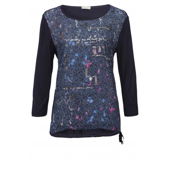 Schimmerndes Muster-Shirt im Materialmix /