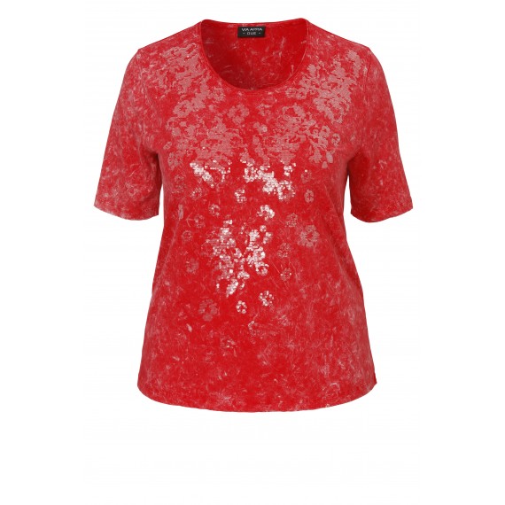 Effektvolles Shirt mit Druck und Pailletten /