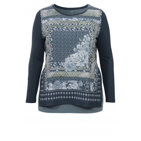 Langarm-Shirt mit Blumen-Ornamente-Druck /