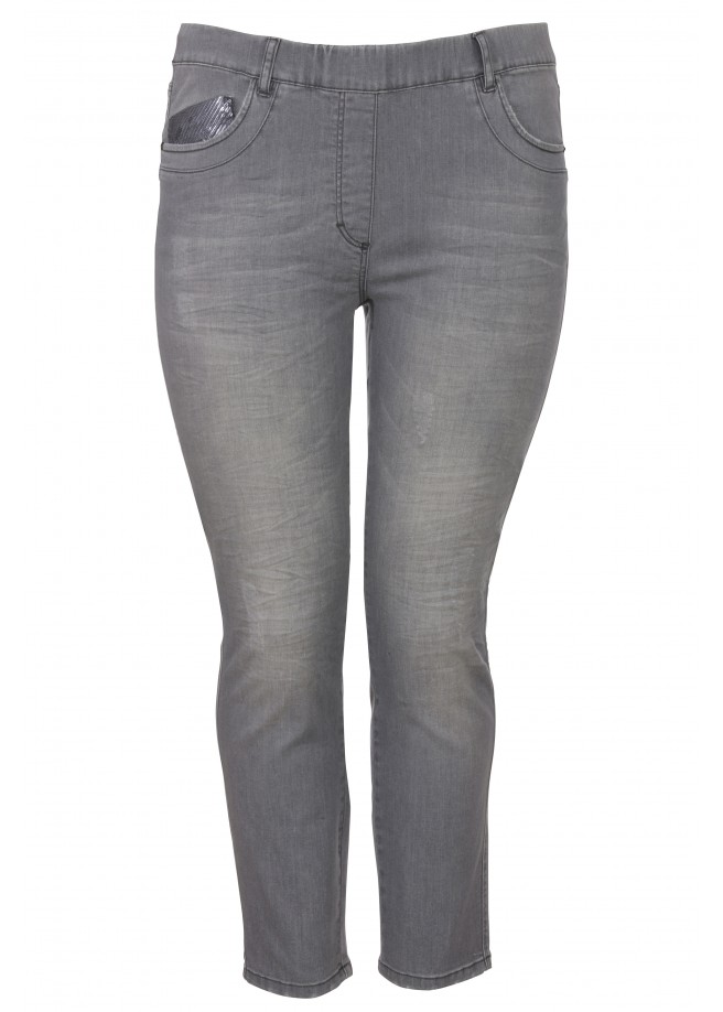 5-Pocket-Jeggings mit Pailletten-Taschen jeans grau Frontansicht