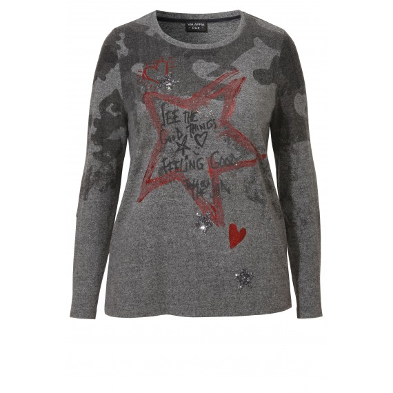 Legerer Pullover mit Front-Motiv /