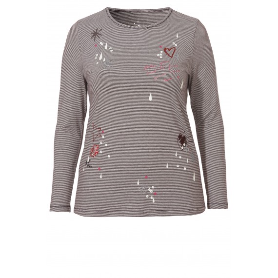 Verspieltes Ringel-Shirt mit Front-Print /