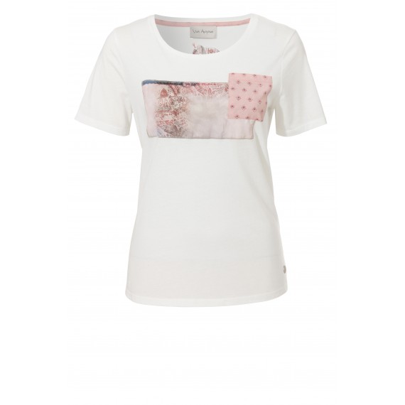 Leichtes T-Shirt mit Stoff-Applikationen /