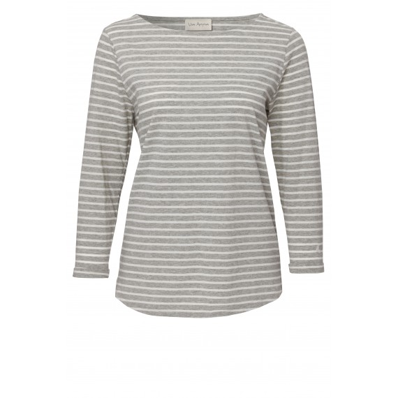 Süßes Ringel-Shirt mit U-Boot-Ausschnitt /