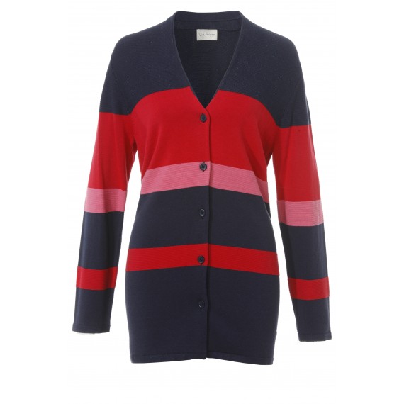 Modische Strick-Jacke mit Materialstruktur-Mix /