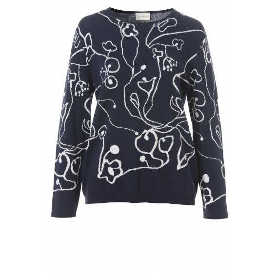 Süßer Jacquard-Pullover mit floralem Muster /