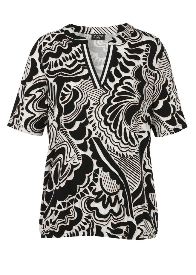 Black&White Halbarm-Shirt mit Allover-Print / 