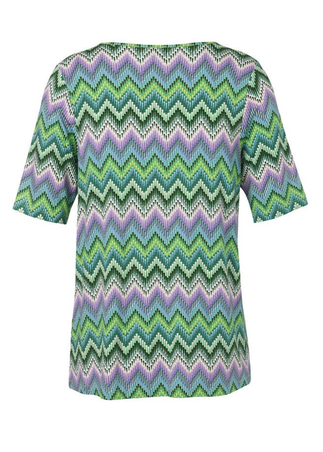 Italian Style Shirt mit farbenfrohem Zickzack-Muster / 