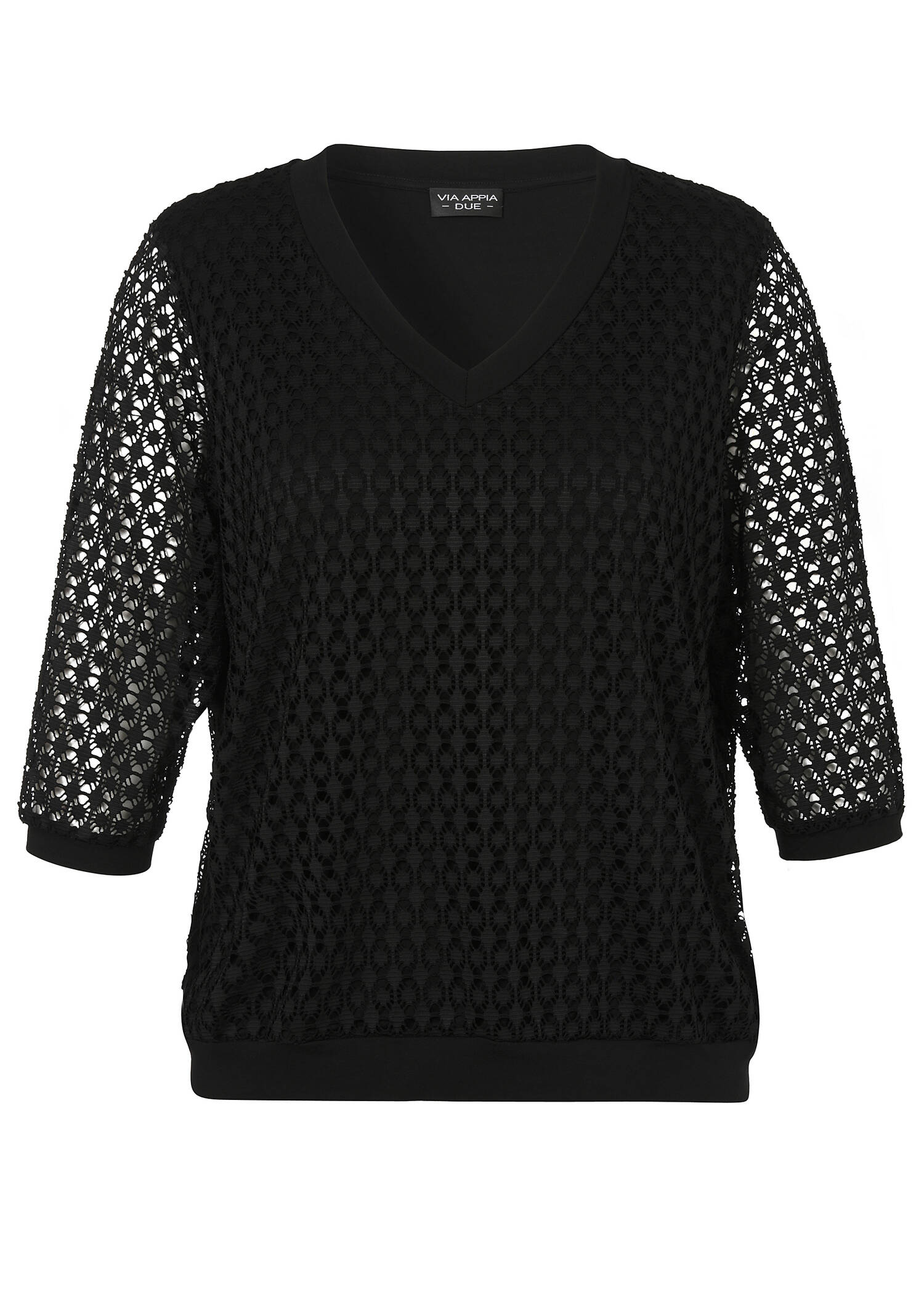 3/4-Arm Shirt mit semitransparenten Ärmeln /