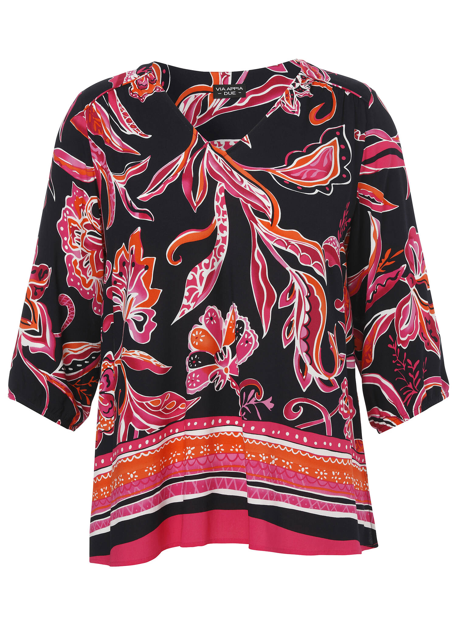 Fließendes Viskose Shirt mit kontrastreichem Allover Print /