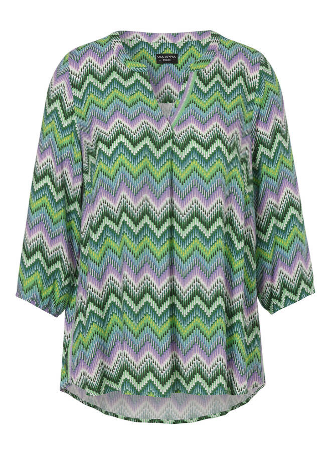 Italian Style Bluse mit farbenfrohem Zickzack-Muster / 