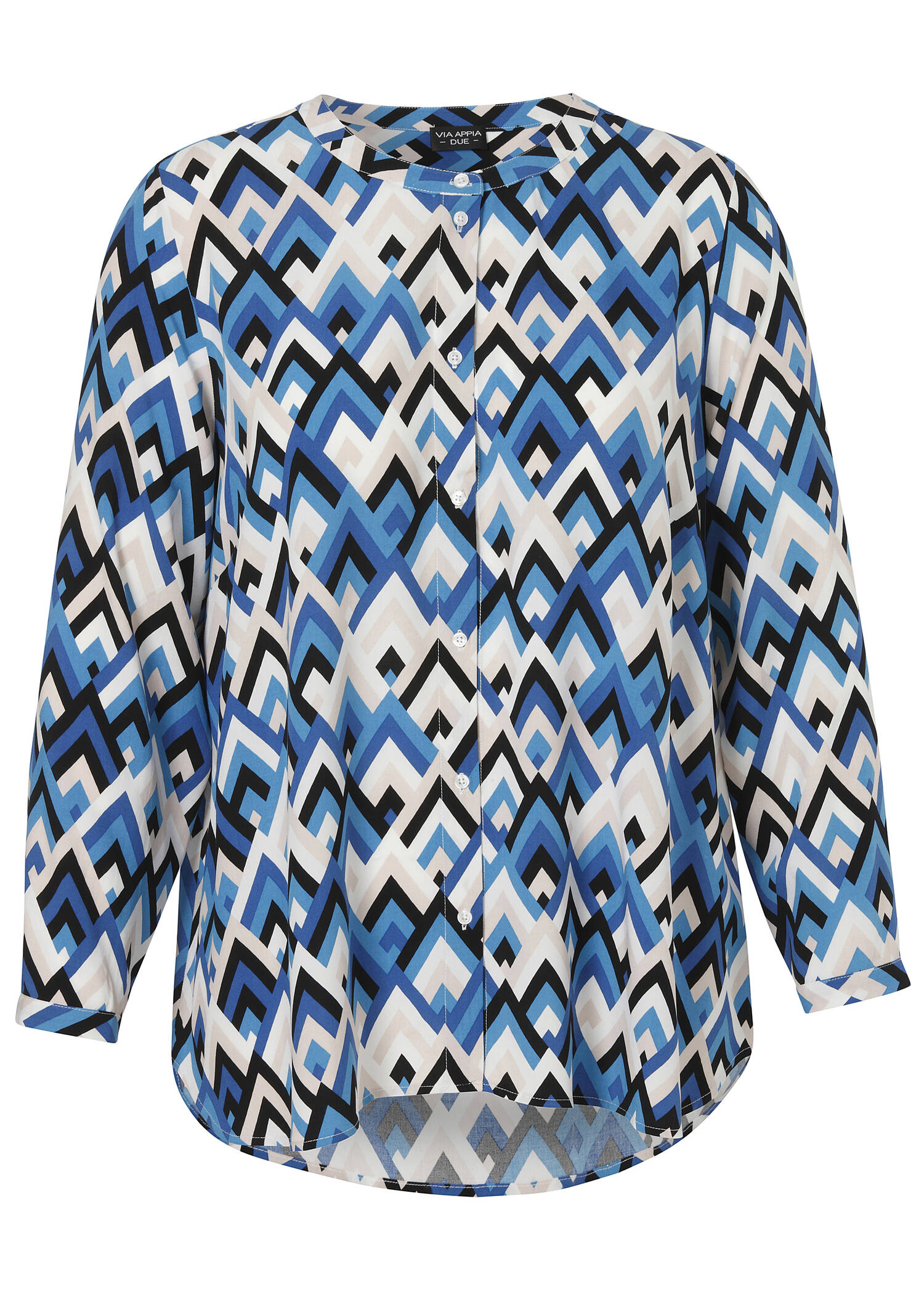 Fließende Viskose-Bluse mit geometrischem Allover-Print /
