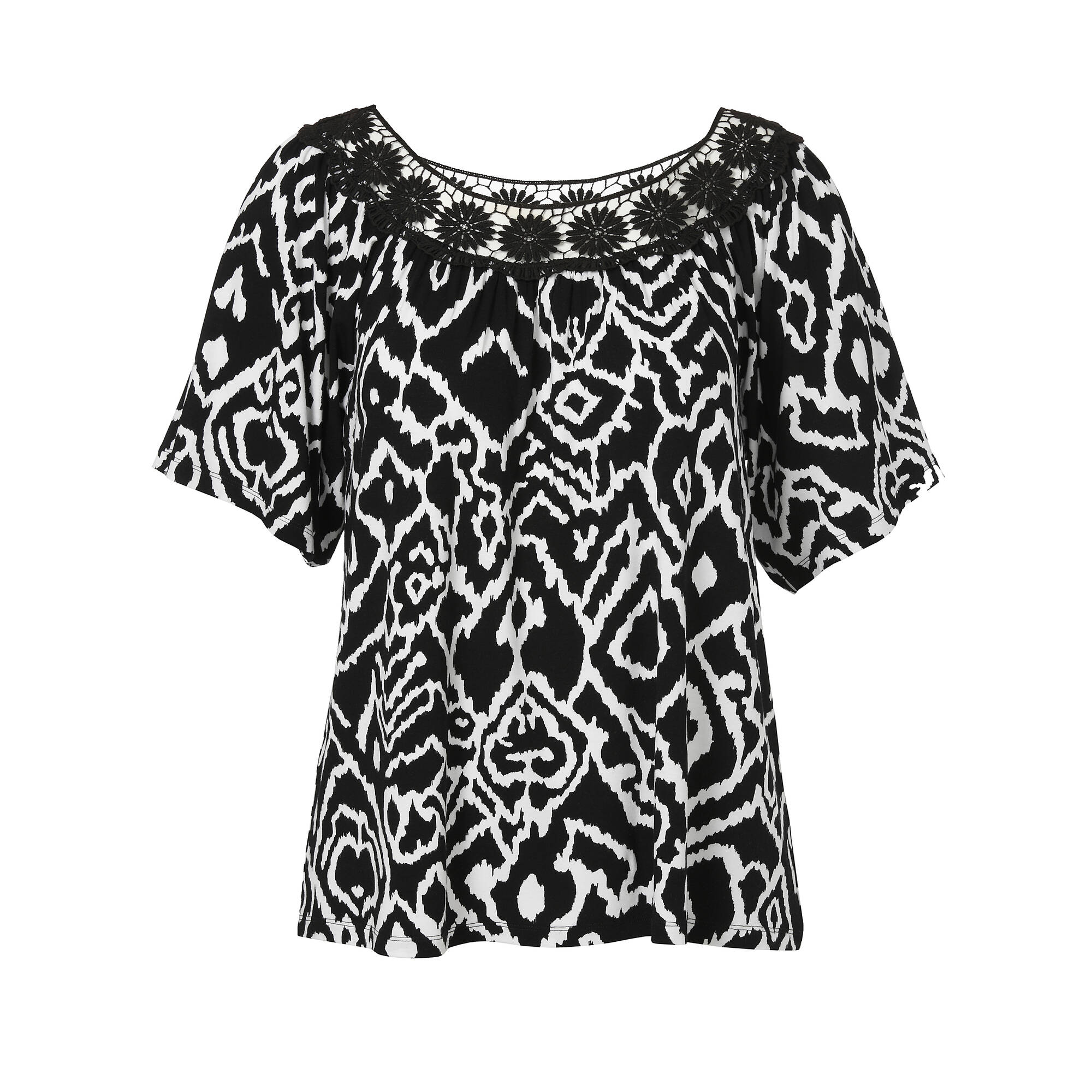 Black & White 1/2 Arm Shirt mit Spitzenbesatz