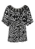 Black & White 1/2 Arm Shirt mit Spitzenbesatz / 