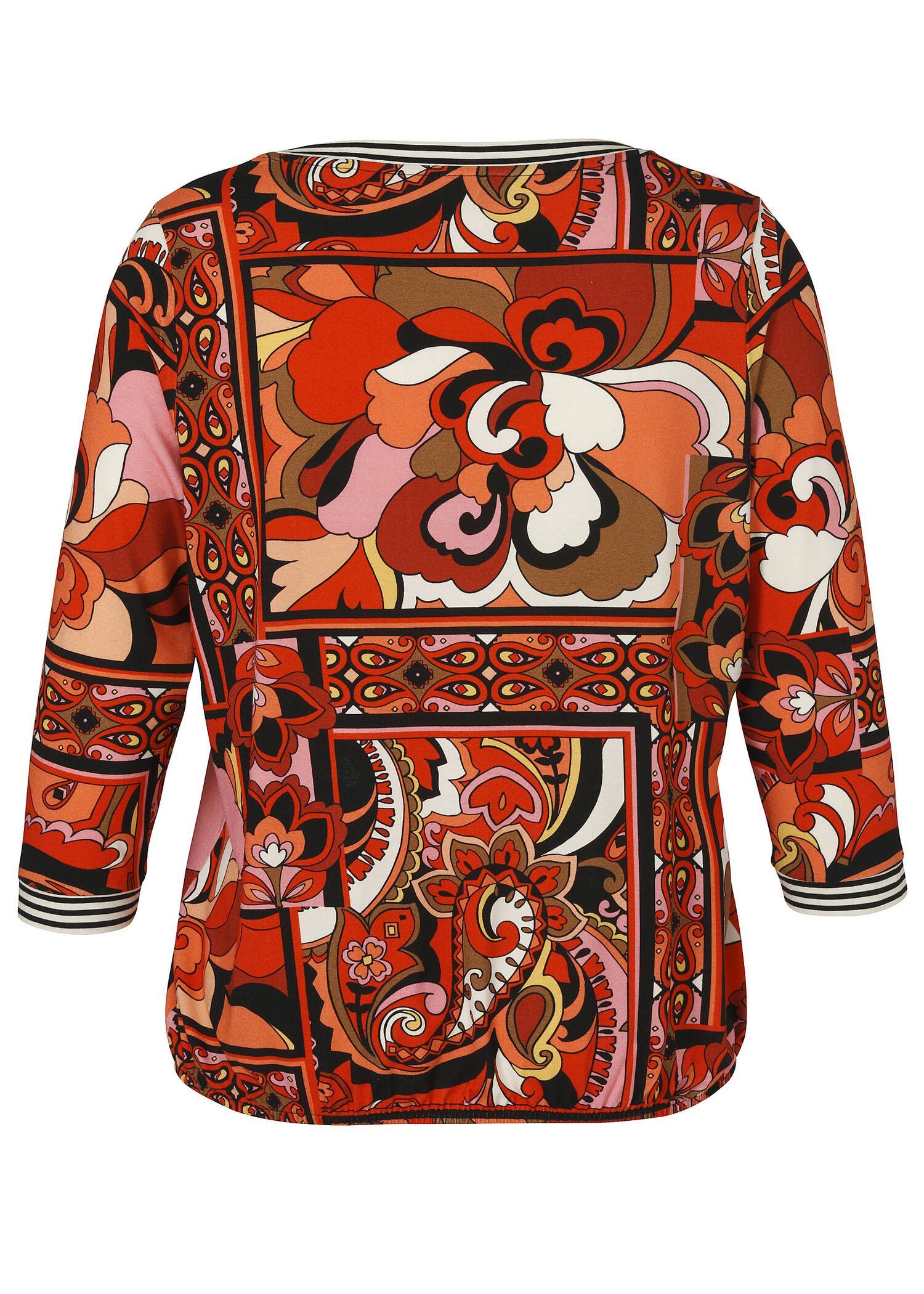 3/4 Arm Print Shirt mit U-Boot-Ausschnitt /