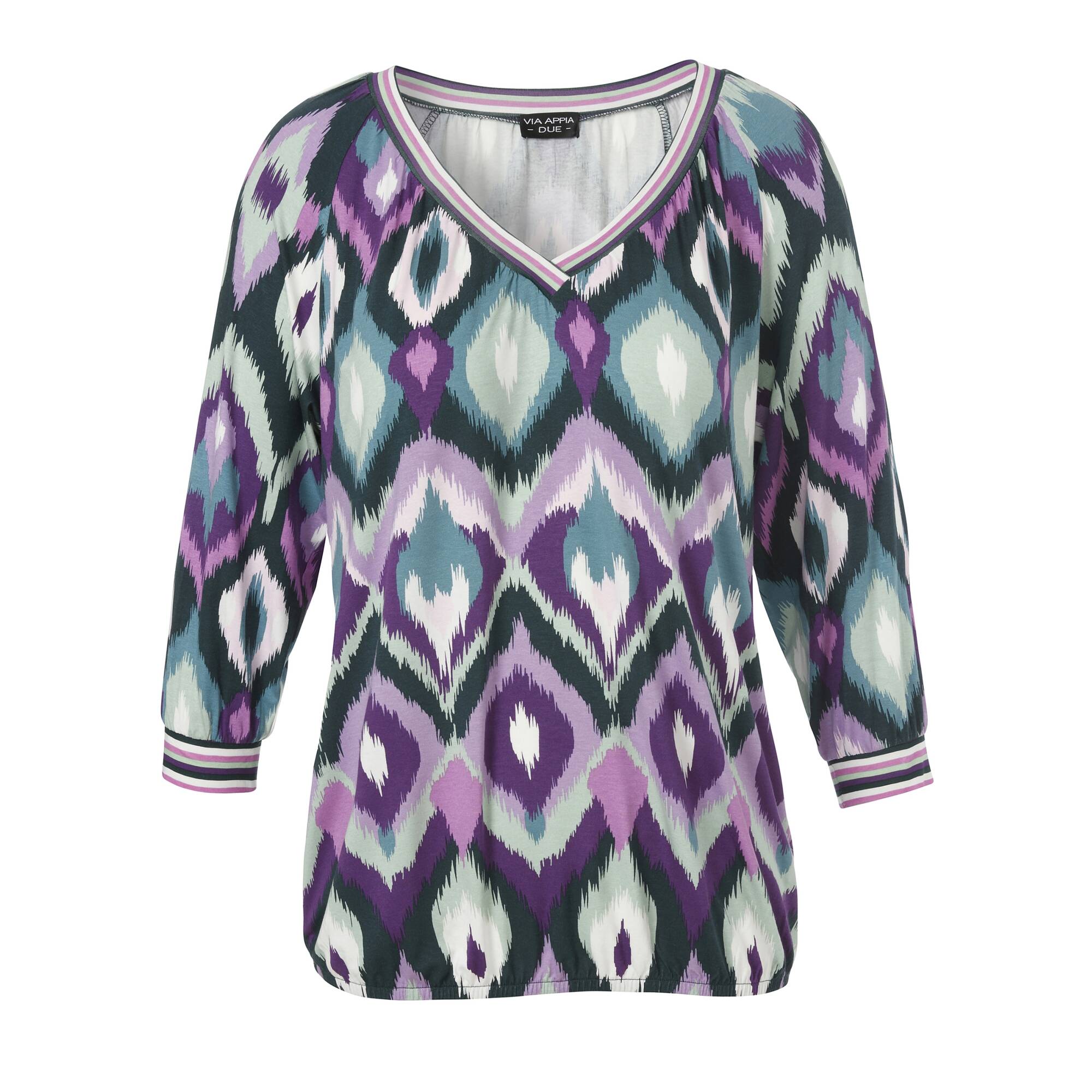 3/4-Arm Print Shirt mit Gummizug-Saum