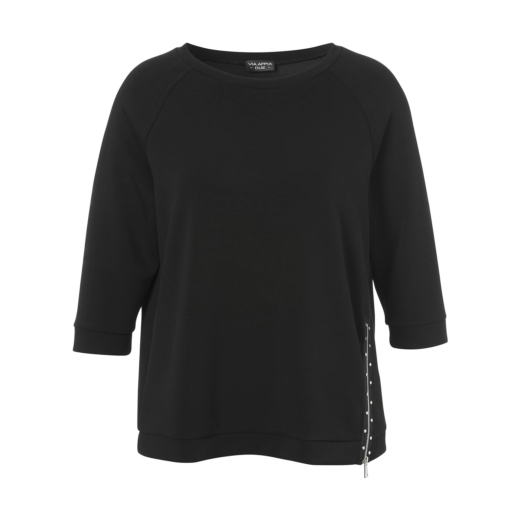 Softes 3/4-Arm Sweatshirt mit Zier-Reißverschluss